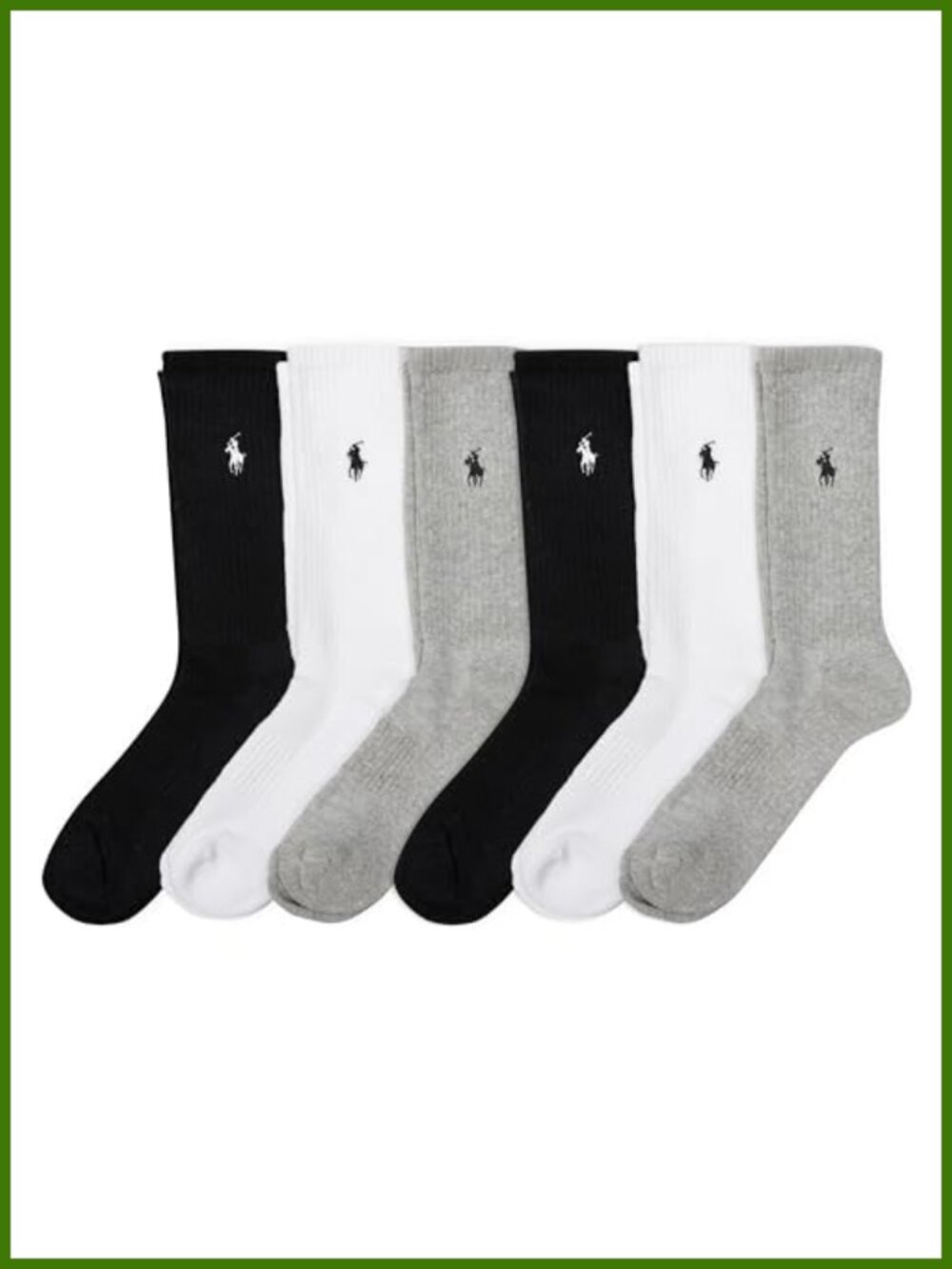 Athletic Performance Cotton Crew Socks 6 Pairs Breathable Cushioned